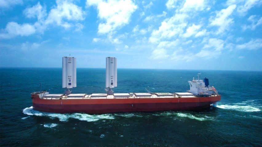 Sail-powered cargo ship