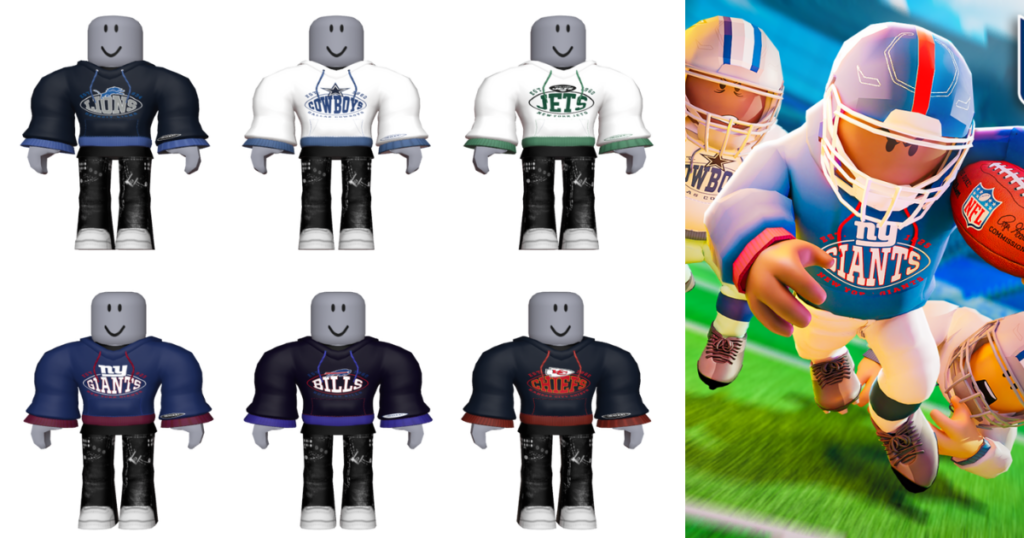 Roblox characters in Hugo Boss NFL gear in the Super NFL Tycoon mini game