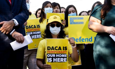 Supporters of Daca mark the 10th anniversary of the policy in Washington DC in June 2022.
