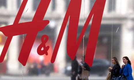The high street clothes and clothing brand H&M outside their flagship store on the corner of Oxford Street and Regent Street.