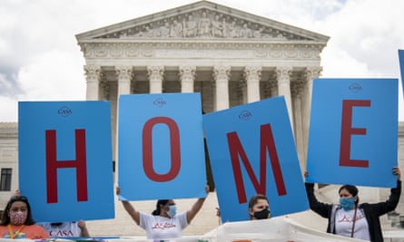 Daca recipients and supporters rally outside the US supreme court in June 2020.