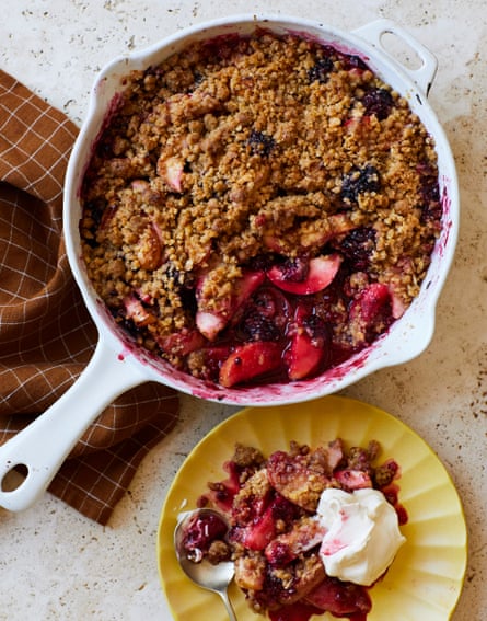 Andy Baraghani’s apple and blackberry crisp with cinnamon crunch.