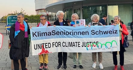 Rosmarie Wydler-Wälti (third from right) is one of a group of pensioners in Switzerland who are also in court, demanding that their country take more action to tackle global heating.