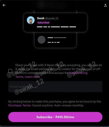X share email info