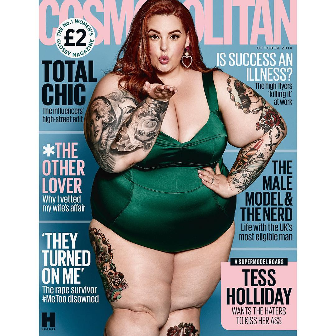 Tess Holliday pictured on the front cover of Cosmopolitan magazine