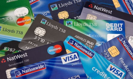 Various credit cards and bank cards from British banks