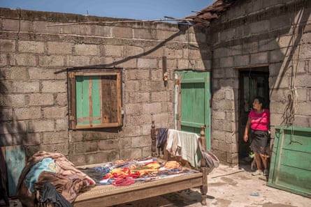 María Raquel Estrada, 39, a resident of Cedeño, in her house, destroyed by the latest rise in sea level.