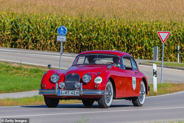 1958 Jaguar XK150 in Augsburg, Germany on September 29, 2019 (File Photo)