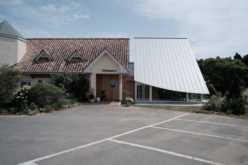 sculptural roof crowns restaurant expansion in the chiba countryside, japan