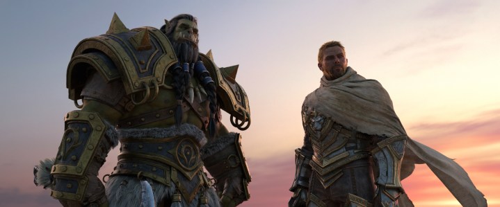 Thrall and Anduin stand together.
