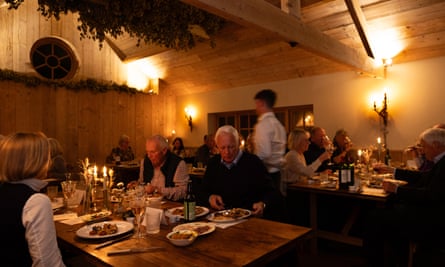 Feast night at Pennard Hill Farm in Somerset.