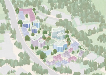 A speculative proposal by RCKa Architects for up to 300 flats and houses on the sites of mansions left empty on The Bishops Avenue.