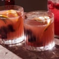 Christmas punch in two stubby glasses.