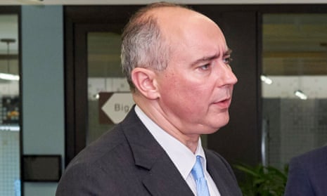 In this handout photo from May, Dominic Johnson, British minister of state in the Department for Business and Trade, visits the Cyberport business park in Hong Kong.