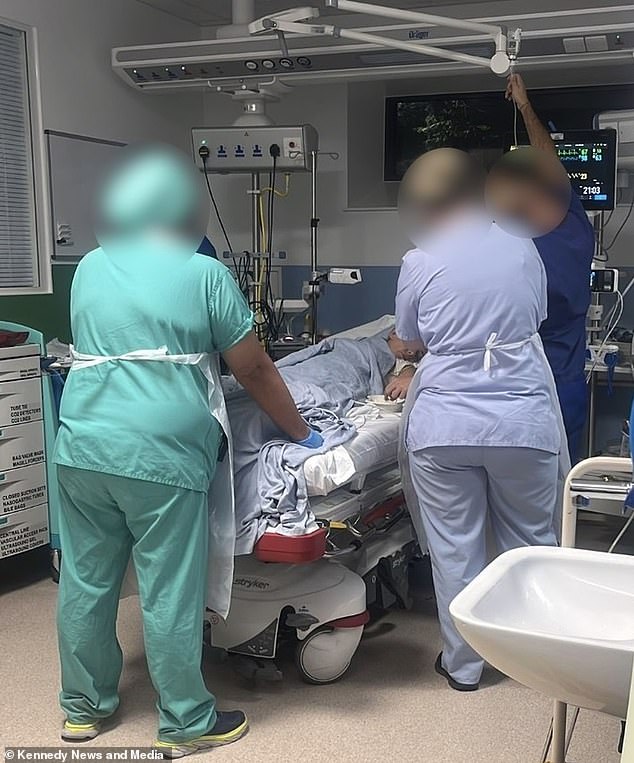 Doctors later told Michelle the jab was pure insulin, and that she had taken as much as 18 units (diabetics commonly take between two and four). Pictured: In hospital