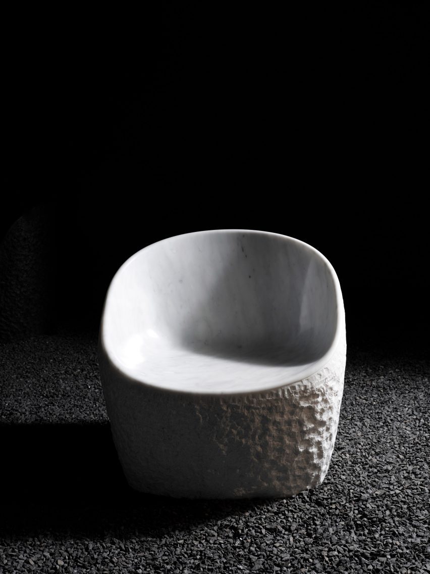 White carrera marble chair