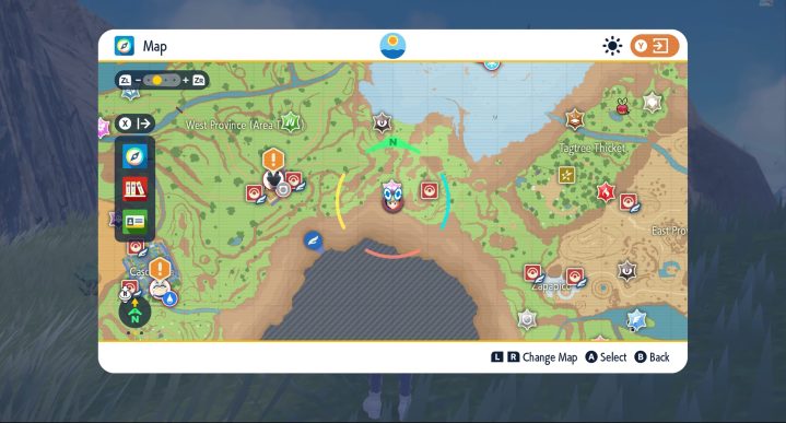 A map of paldea in Pokémon Scarlet and Violet.