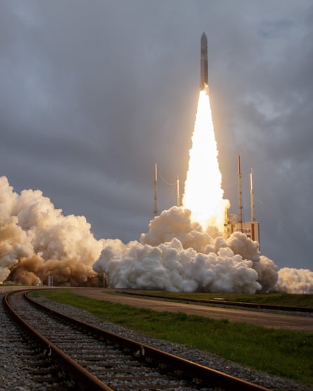 The launch of the James Webb Space Telescope from Kourou in French Guiana in December 2021.