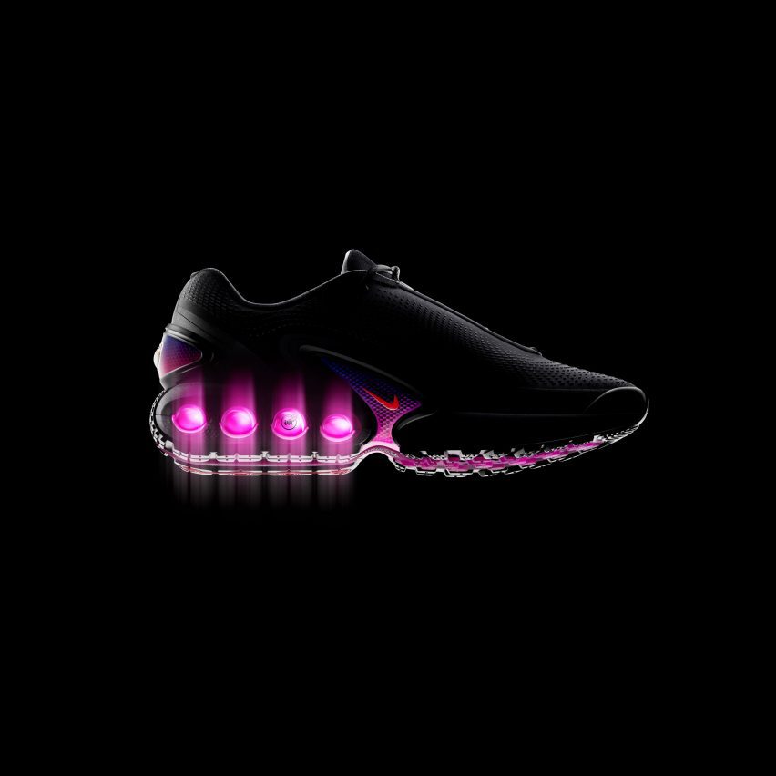 Nike Air Max DN with light shining through air soles