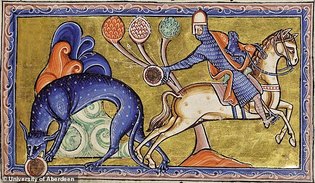 Other illustrations in the book include the deceptive knight who steals a young cub from a mother tiger