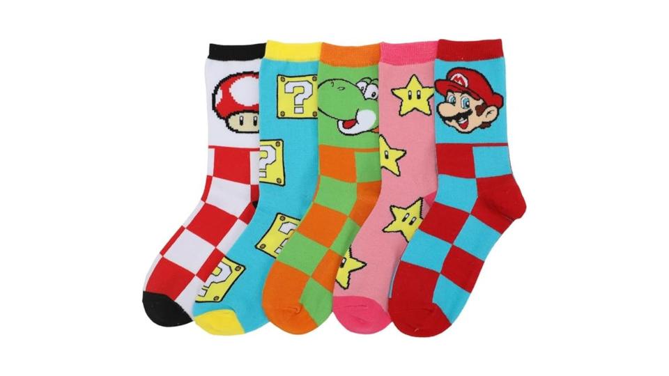 Super Mario Bros. Adult Crew Socks 5-Pack