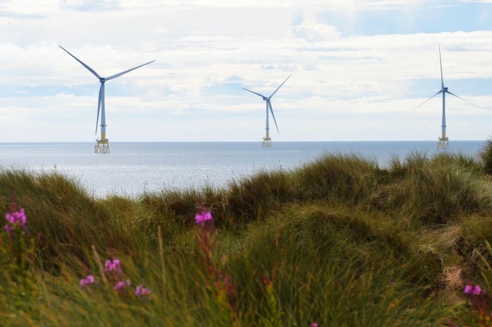 Floating wind turbines off the coast of Aberdeen