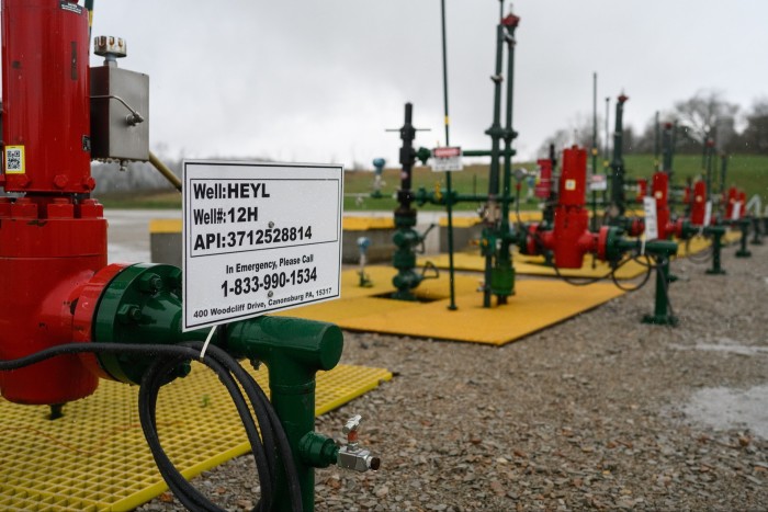 Well heads at one of EQT’s natural gas well pads in Washington County, Pennsylvania