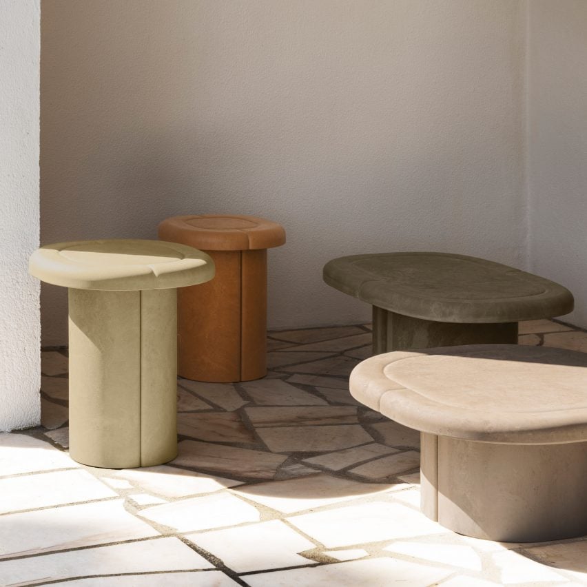 Alder by Patricia Urquiola for Mater, biodegradable stools in pastel colours