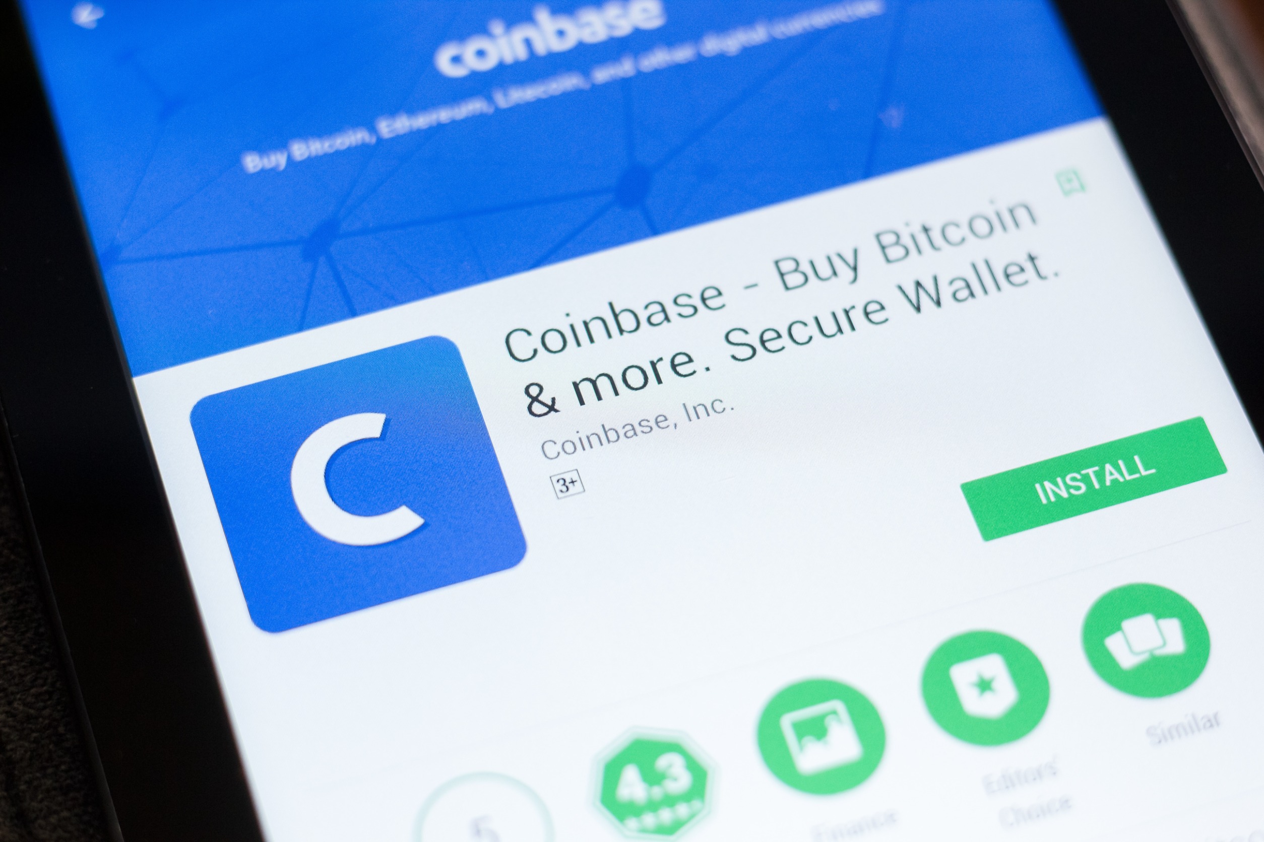 Coinbase App on a Tablet PC