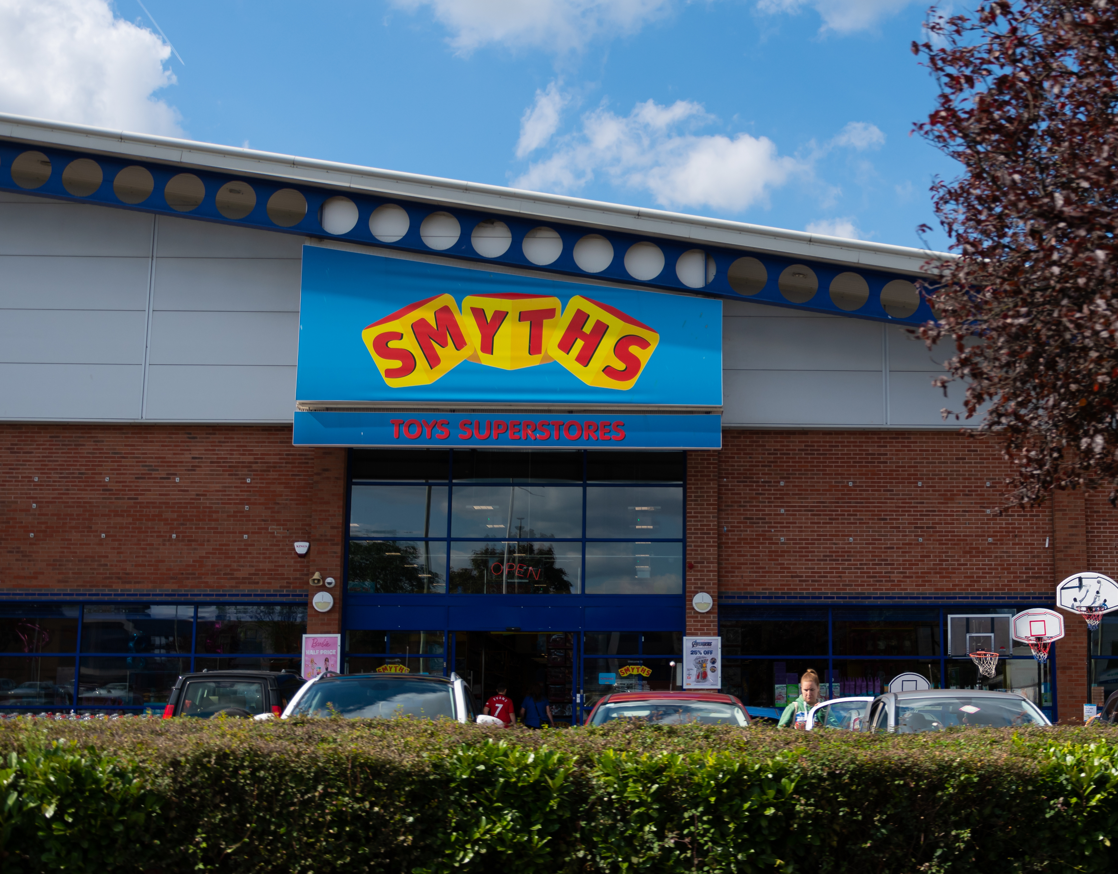 Gloucester, United Kingdom – September 08 2019: The frontage of Smyth’s toy superstore on Eastern Avenue