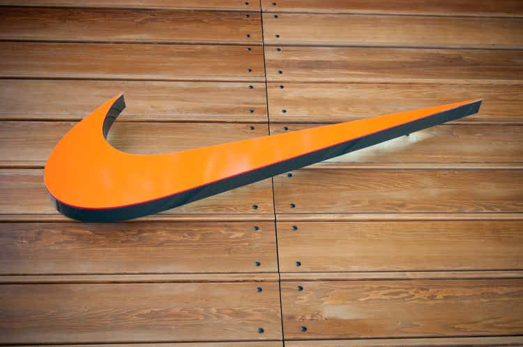 Nike store logo, London, UK