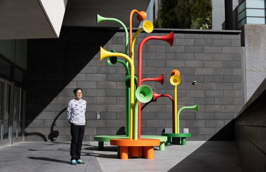 Exterior view of Arborhythm installation by Yuri Suzuki, pictured