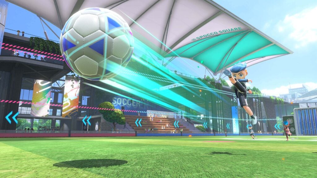 A ball flying across the screen in Nintendo Switch Sports