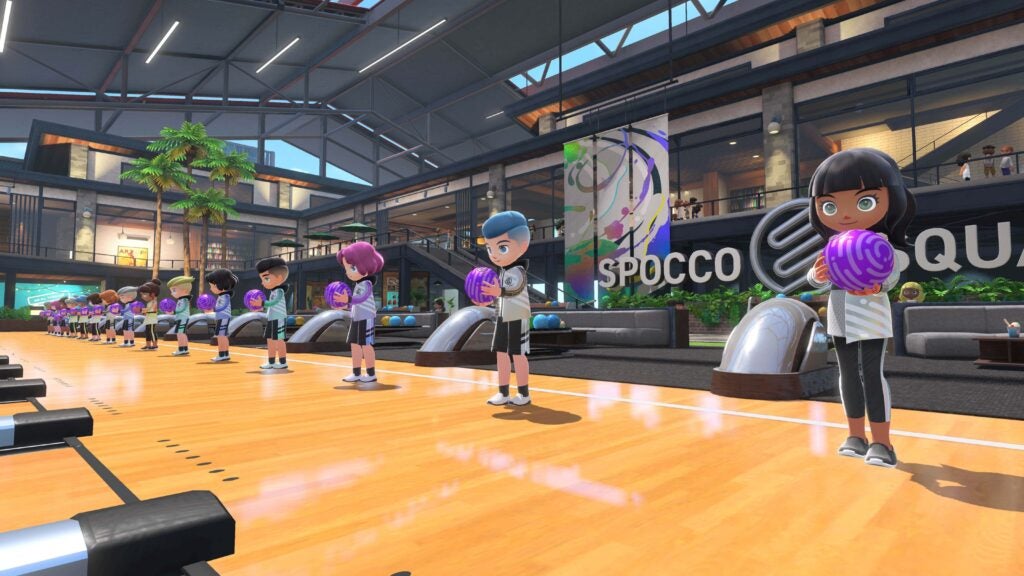 A line of bowlers ready to bowl in Nintendo Switch Sports