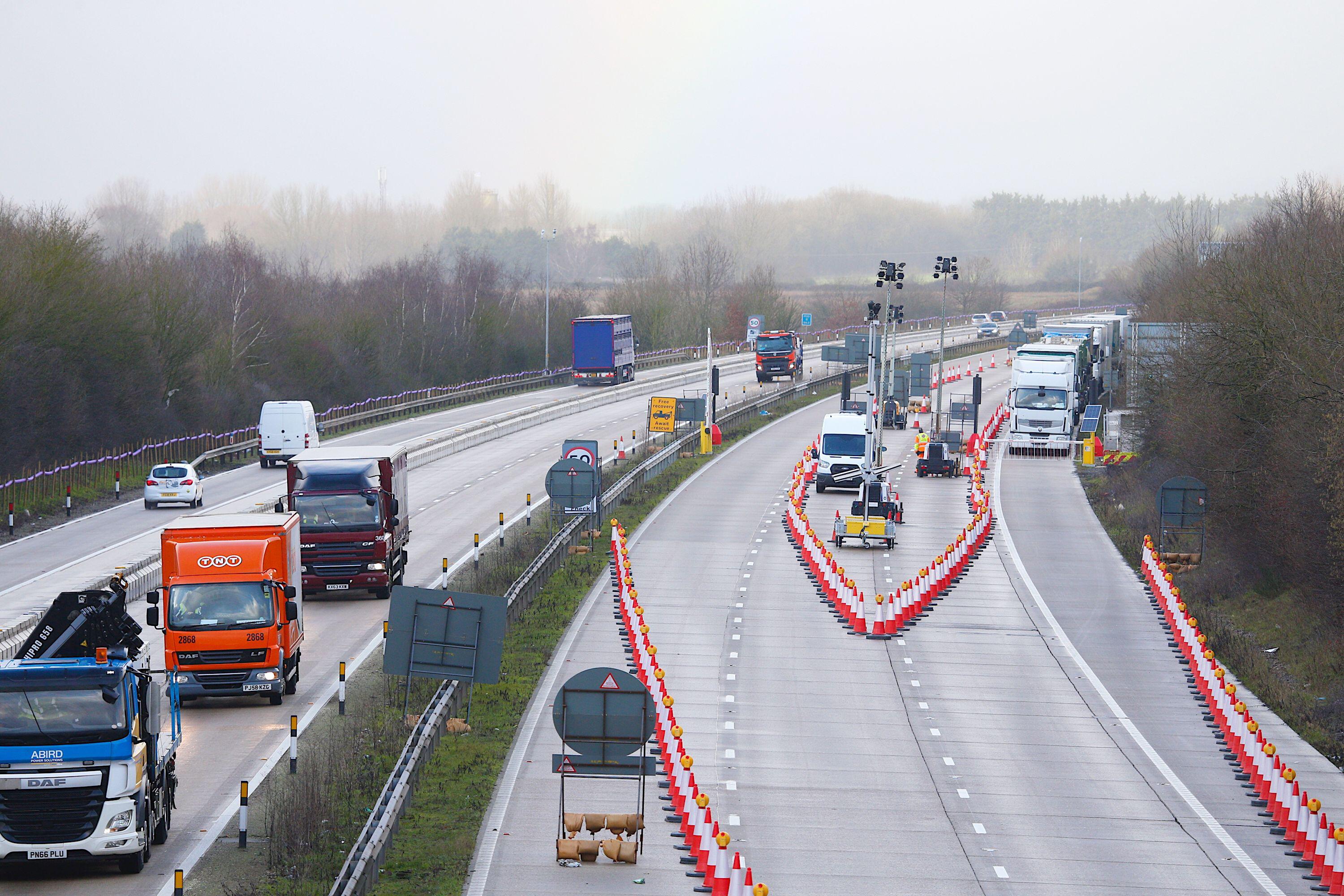Queues on the M20 between junctions 8 and 9 during previous Operation Brock