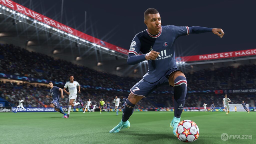 Mbappe dribbling with the ball
