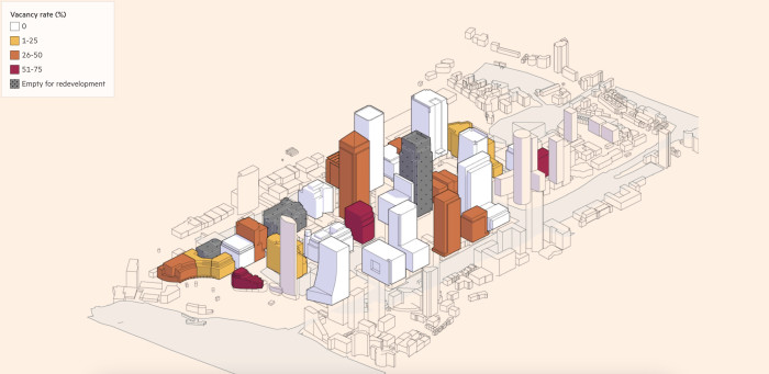 A schematic drawing of Canary Wharf