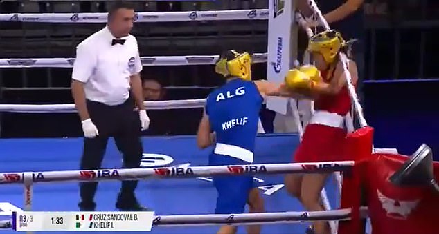 Footage of a boxer - who has been allowed to compete in the Olympics despite being rejected from the world boxing championships - landing brutal shots on an opponent has emerged online, stoking fears about female competitors' safety