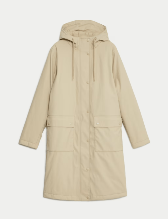 M&S Collection Rubber Hooded Funnel Neck Raincoat