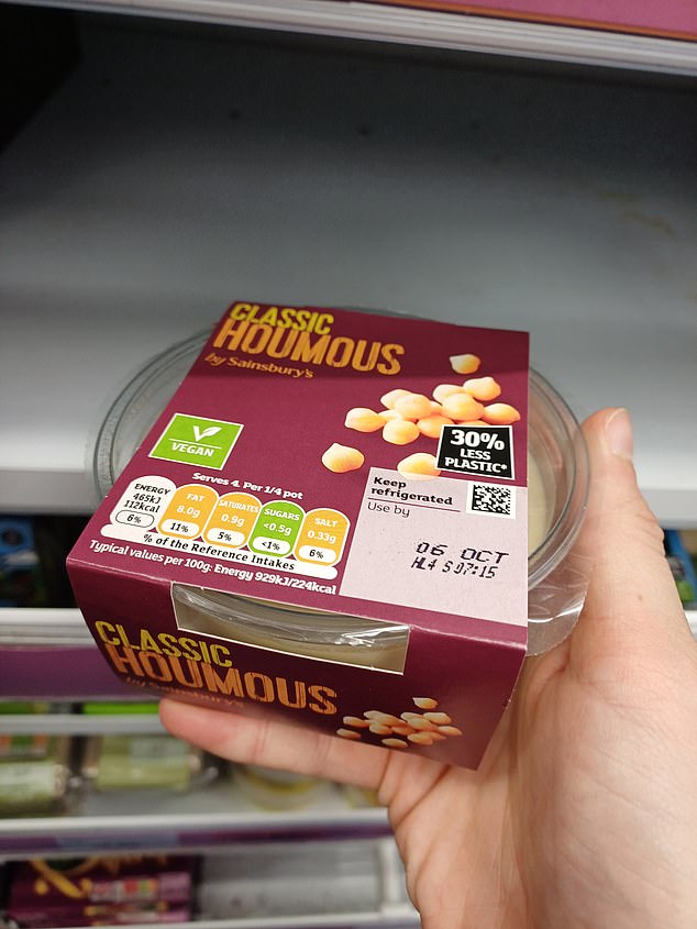 A classic pot of hummus from Sainsbury's. The Sainsbury's website says you can recycle the sleeve, the pot, but not the film