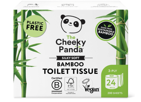 The Cheeky Panda Bamboo Toilet Rolls Bulk Buy – 24 Rolls of 3 Ply Toilet Paper