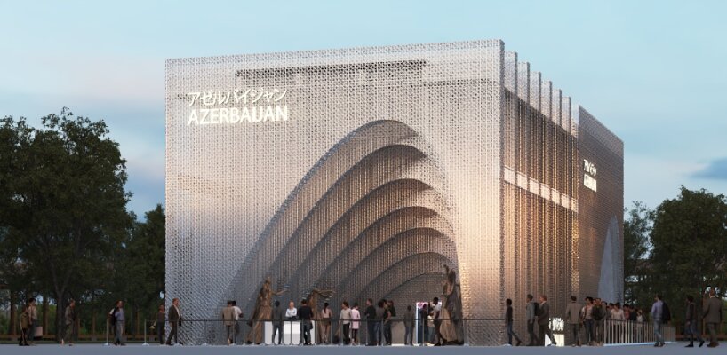 seven monumental arches nod to azerbaijani poetry at the nation's expo 2025 osaka pavilion