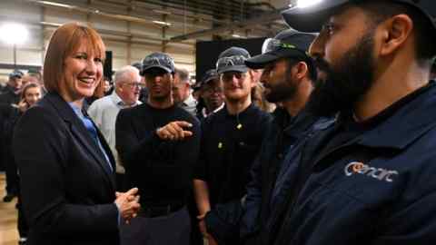 Rachel Reeves meets workers during a visit to the Encirc Glass factory in Chester