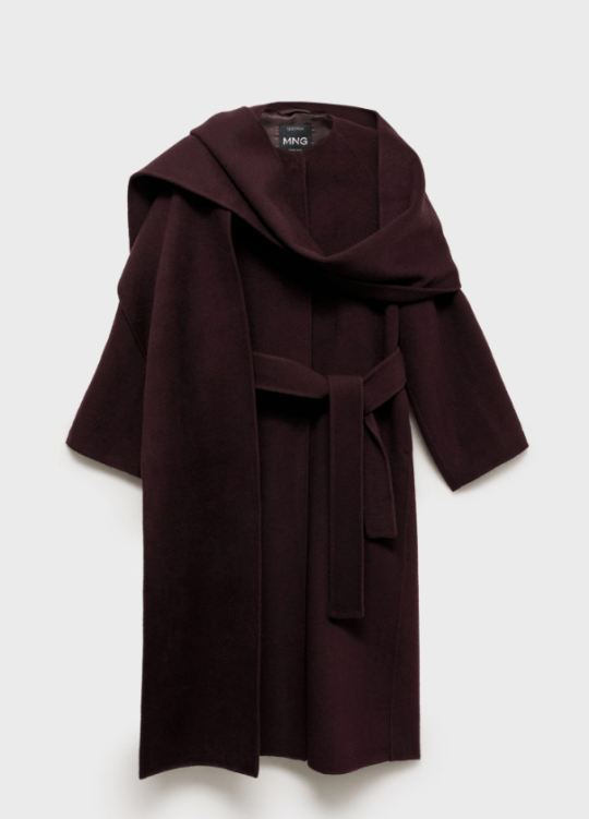 Wool Coat with Detachable Scarf