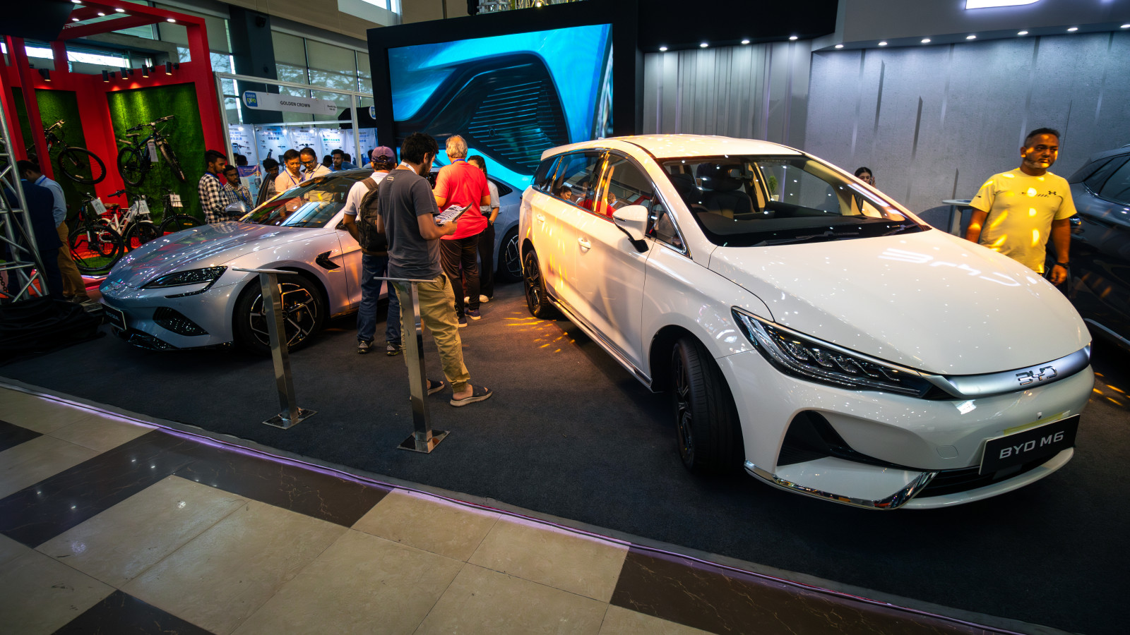 Visitors seemed particularly interested in the sleek Seal sedan from BYD, which starts at about Tk80 lakh. PHOTO: Akif Hamid