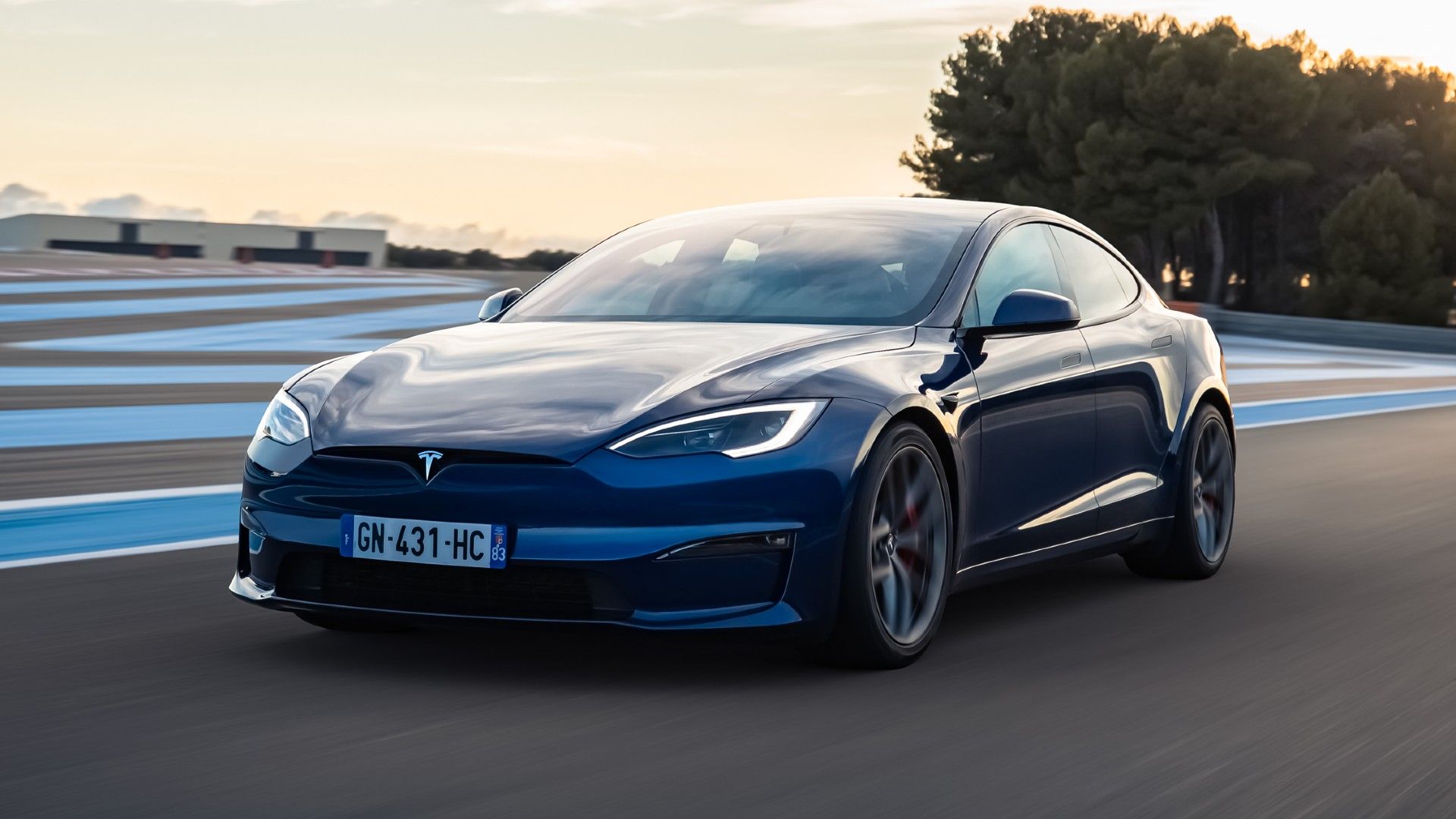 Blue Tesla Model S Plaid