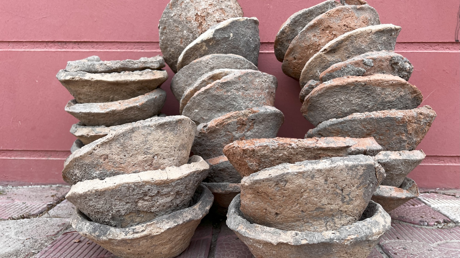 Stacks of ancient bowls