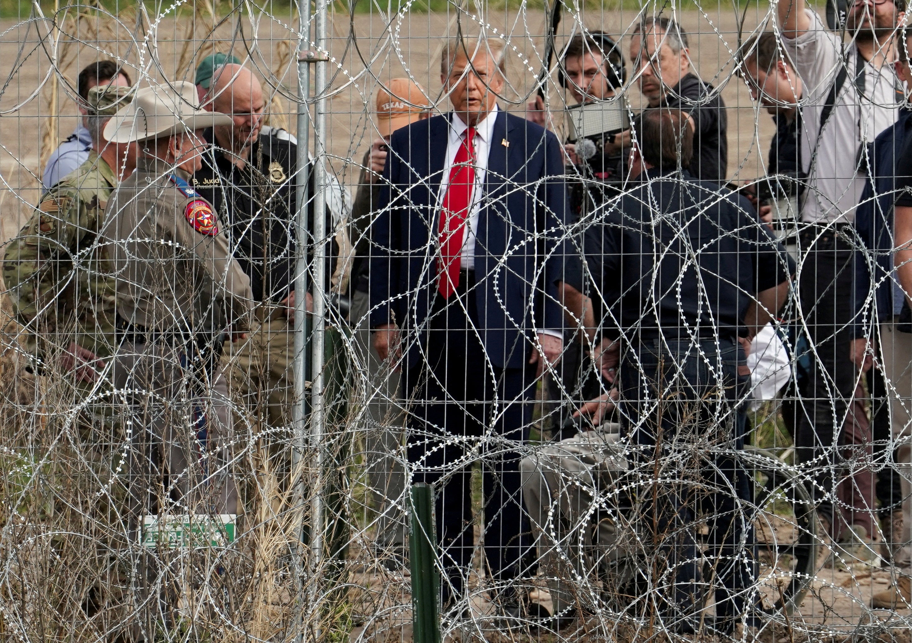 Trump, pictured at the Mexico border earlier this year, has urged senators to move swiftly
