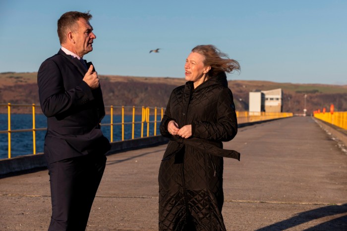 Ian Douglas, CEO of XLCC, shows Scotland’s acting net zero secretary Gillian Martin around the proposed site