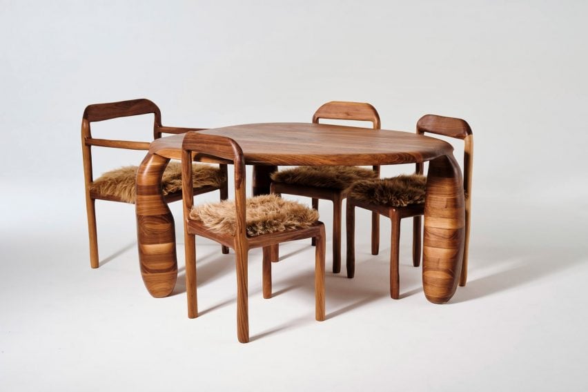 Wooden dinner table and chairs